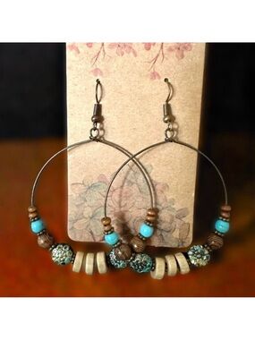 Elegant Bronze Tone Round Dangle Earrings